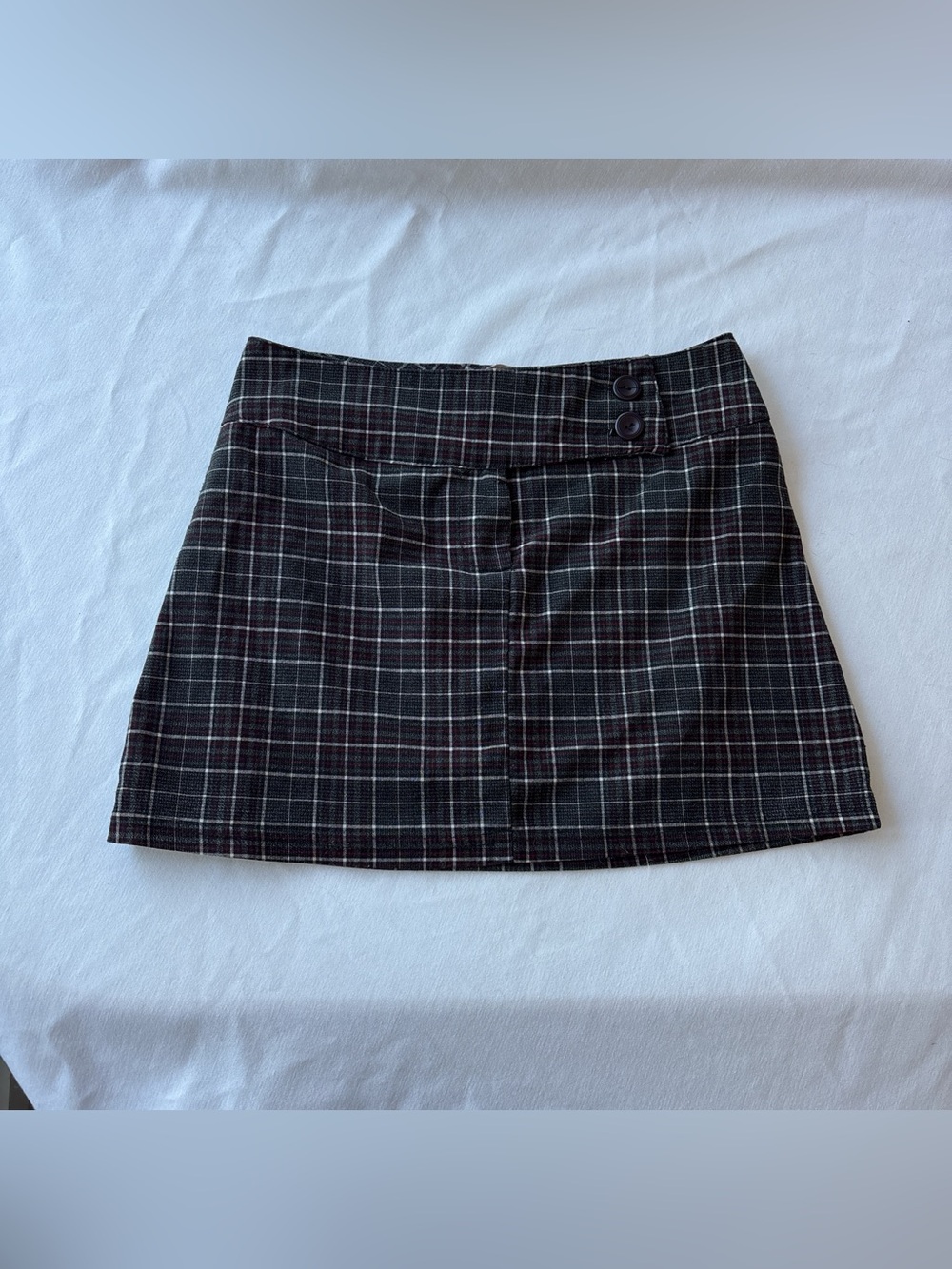 American Vintage Black and Gray Plaid Mini Skirt